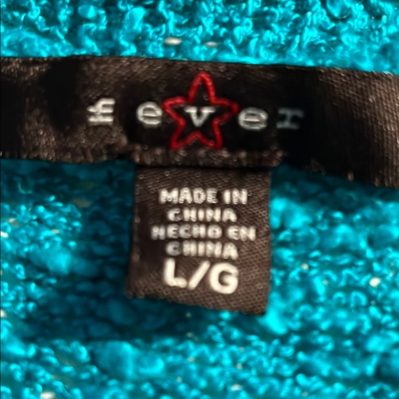FeverTurquoise Sweater- knubby textured open cardigan Sz L - Picture 8 of 11